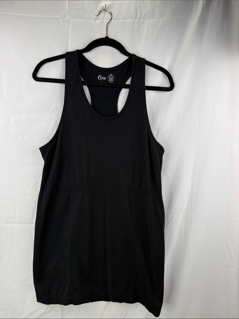 ZYIA Active Women’s Size Large Copper Charged Black Racerback Performance Tank